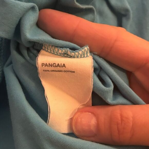 Pangaia Organic Cotton Long Sleeve Blue Crewneck Cropped Top Boxy Shirt Small - Picture 5 of 5